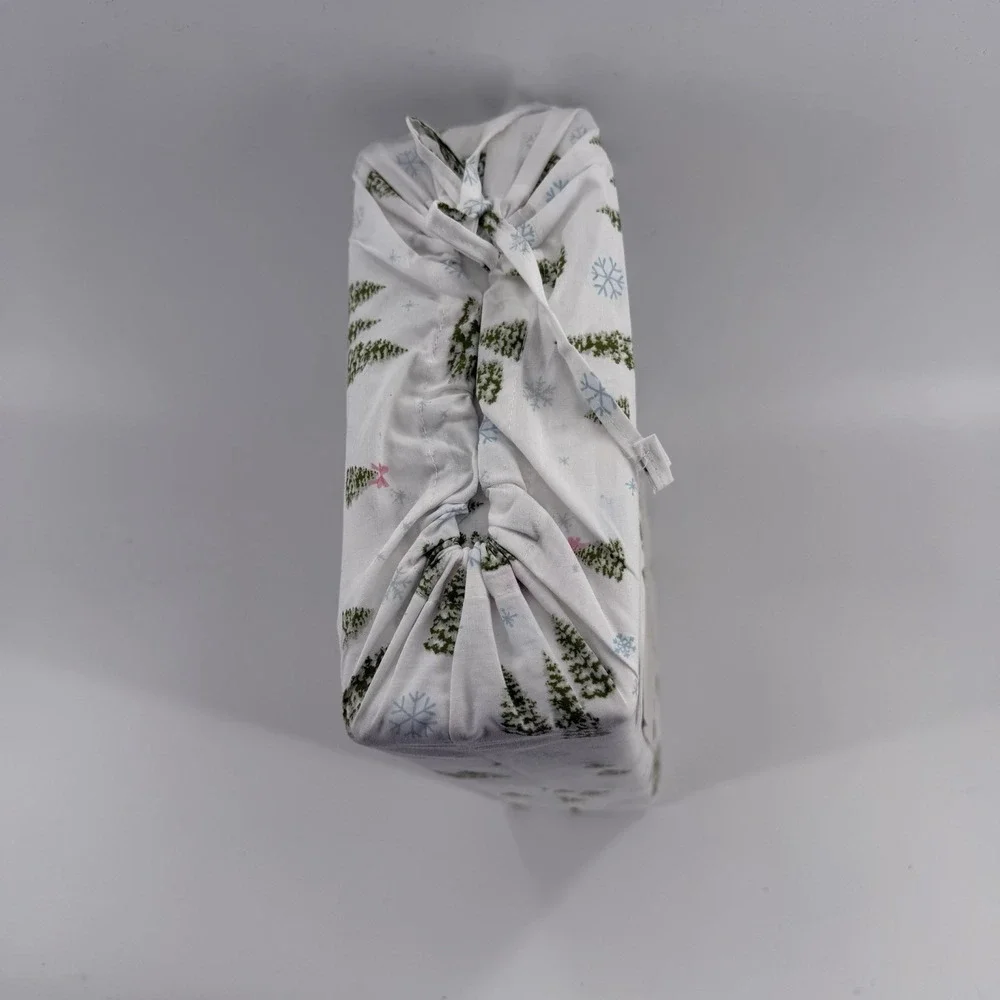Laura Ashley Queen Percale Sheet Set 100% Cotton‎ Winter Wonderland Green Trees